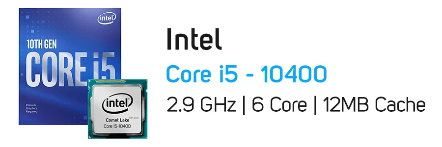 پردازنده اینتل سری Comet Lake با جعبه و فن مدل Intel Core i5-10400 CPU