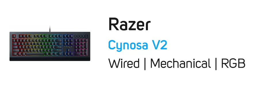 کیبورد گیمینگ مکانیکی با سیم ریزر مدل Razer Cynosa V2