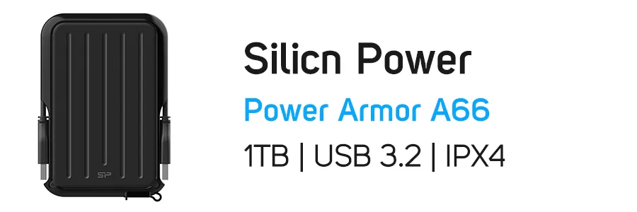 هارد‌ دیسک اکسترنال سیلیکون پاور ظرفیت 1 ترابایت مدل Silicon Power Armor A66 1TB